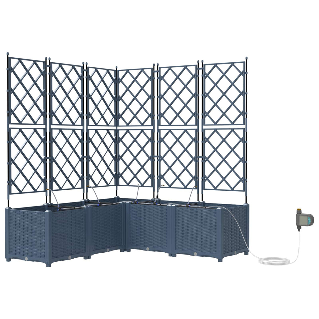 Garden Planter with Trellis 3 pcs Grey 120 x 40 x 143 cm PP