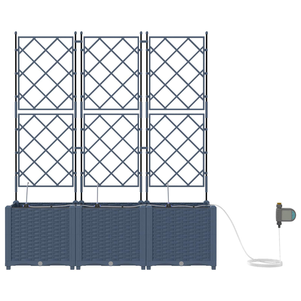 Garden Planter with Trellis 3 pcs Grey 120 x 40 x 143 cm PP