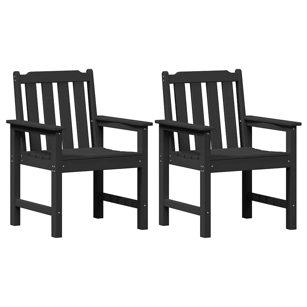 Garden Dining Chair. 2 pcs Black 65.5 x 59 x 88cm HDPE