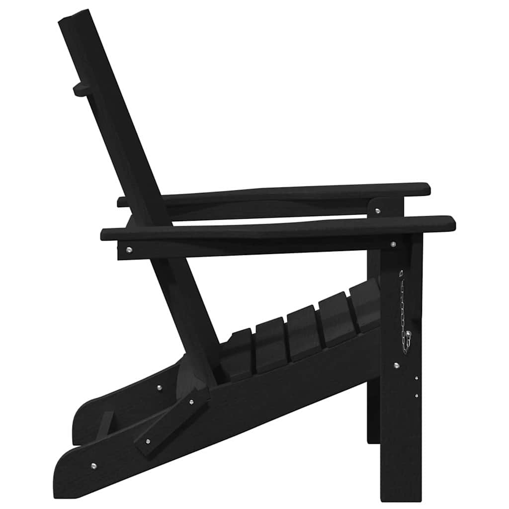 Folding Adirondack Chair Black 74.5 x 80.5 x 90cm HDPE