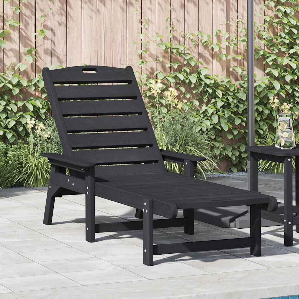 Sun Lounger Black 73.5 x 92 x 90cm HDPE