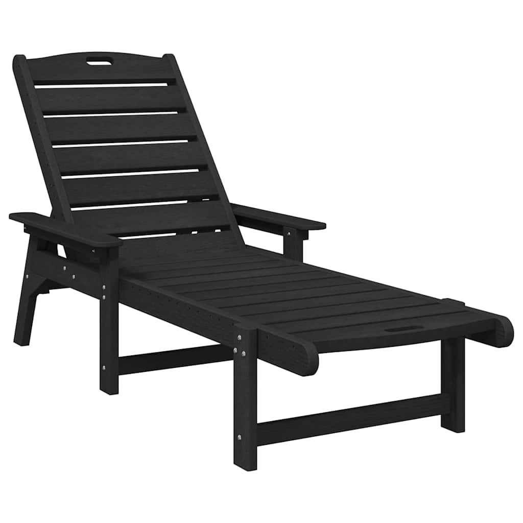 Sun Lounger Black 73.5 x 92 x 90cm HDPE