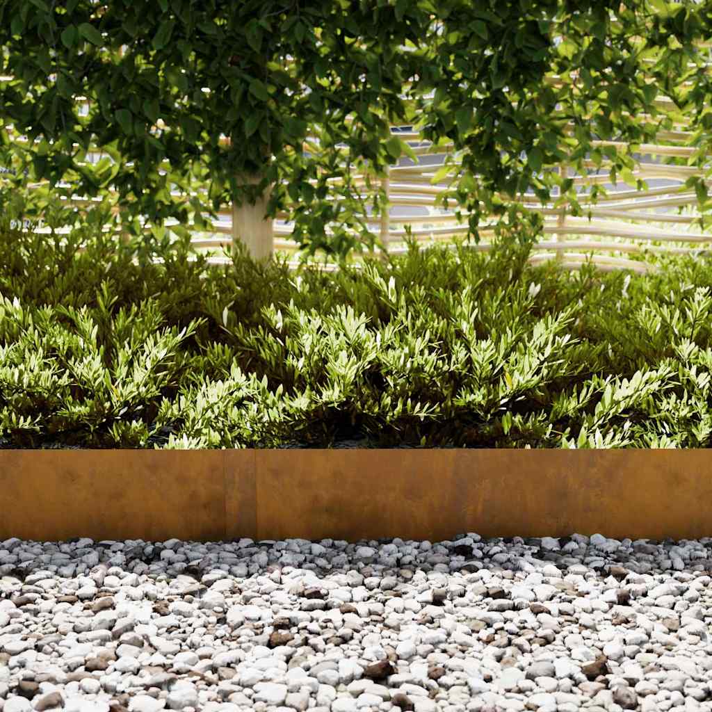 Lawn Edging 50 pcs Brown 100 x 0.05 x 20 cm Weathering Steel