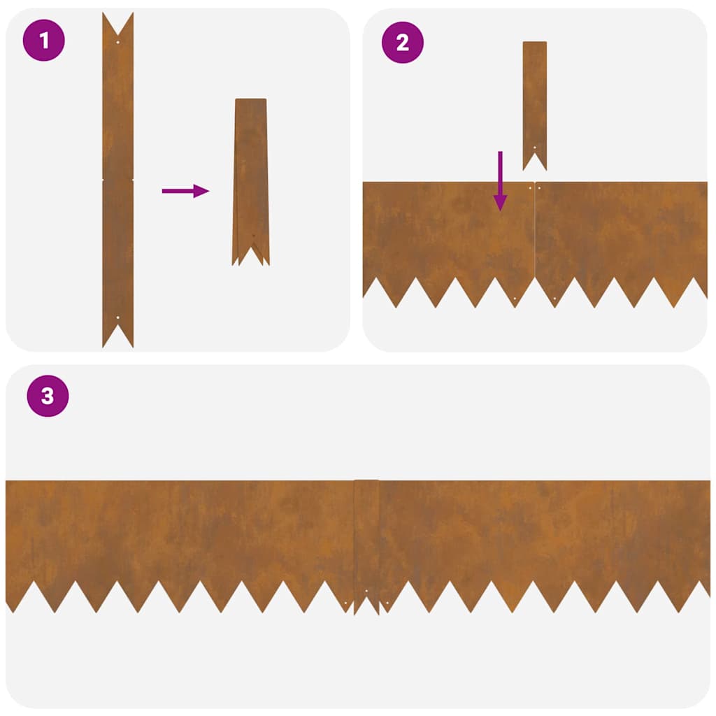 Lawn Edging 50 pcs Brown 100 x 0.05 x 20 cm Weathering Steel