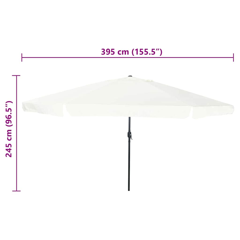Garden Parasol White and Black 395 x 395 x 245 cm