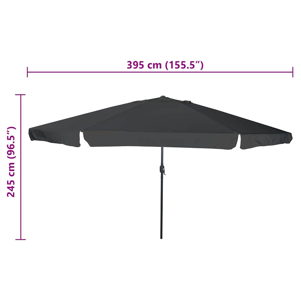 Garden Parasol Anthracite and Black 395 x 395 x 245 cm