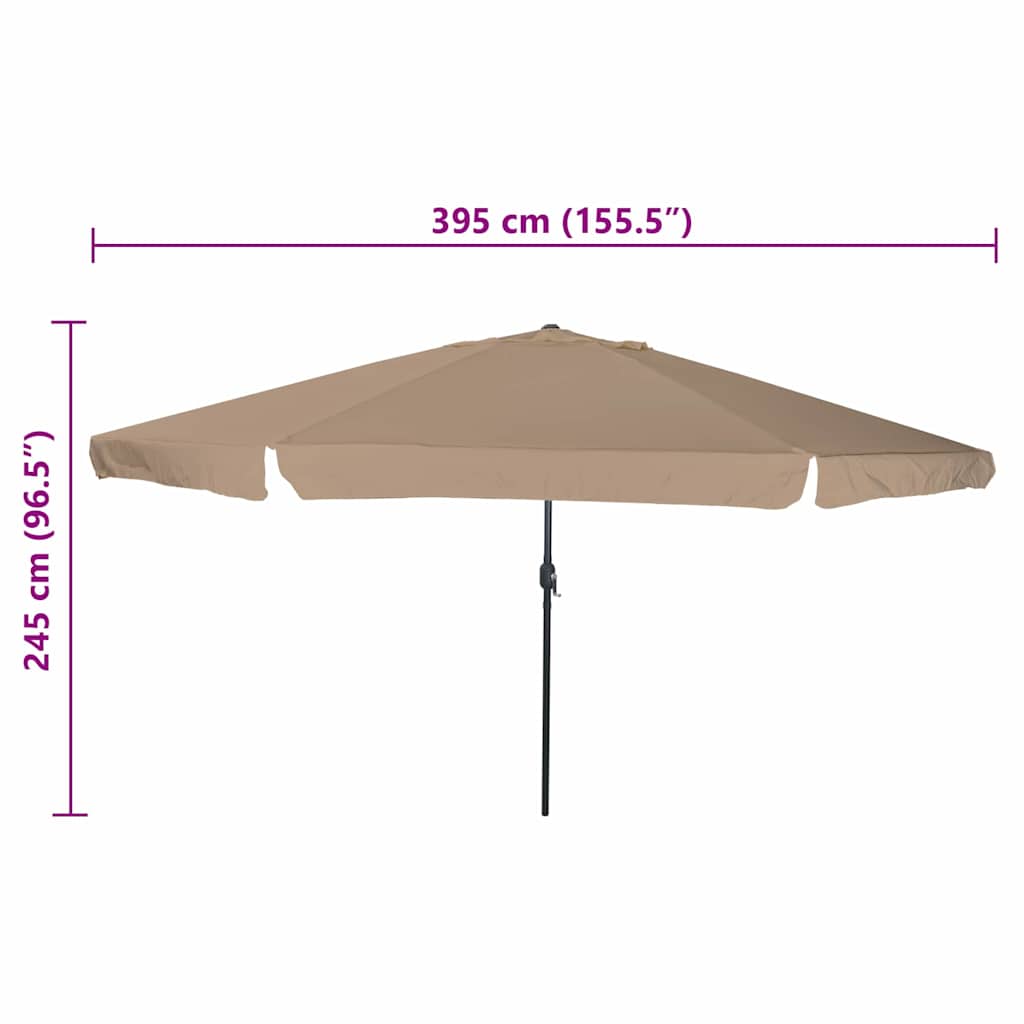Garden Parasol Taupe and Black 395 x 395 x 245 cm