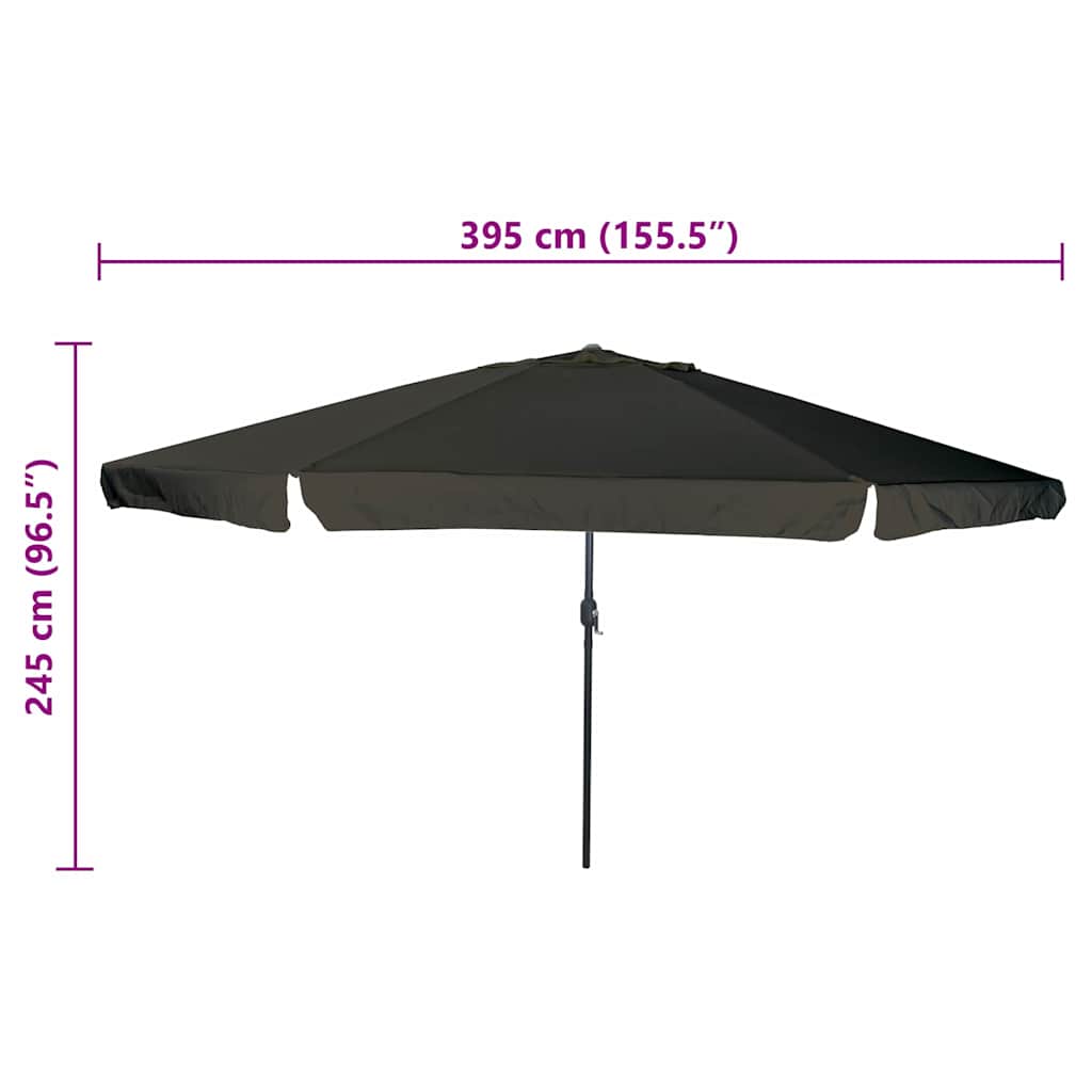 Garden Parasol Black 395 x 395 x 245 cm Polyester and Steel