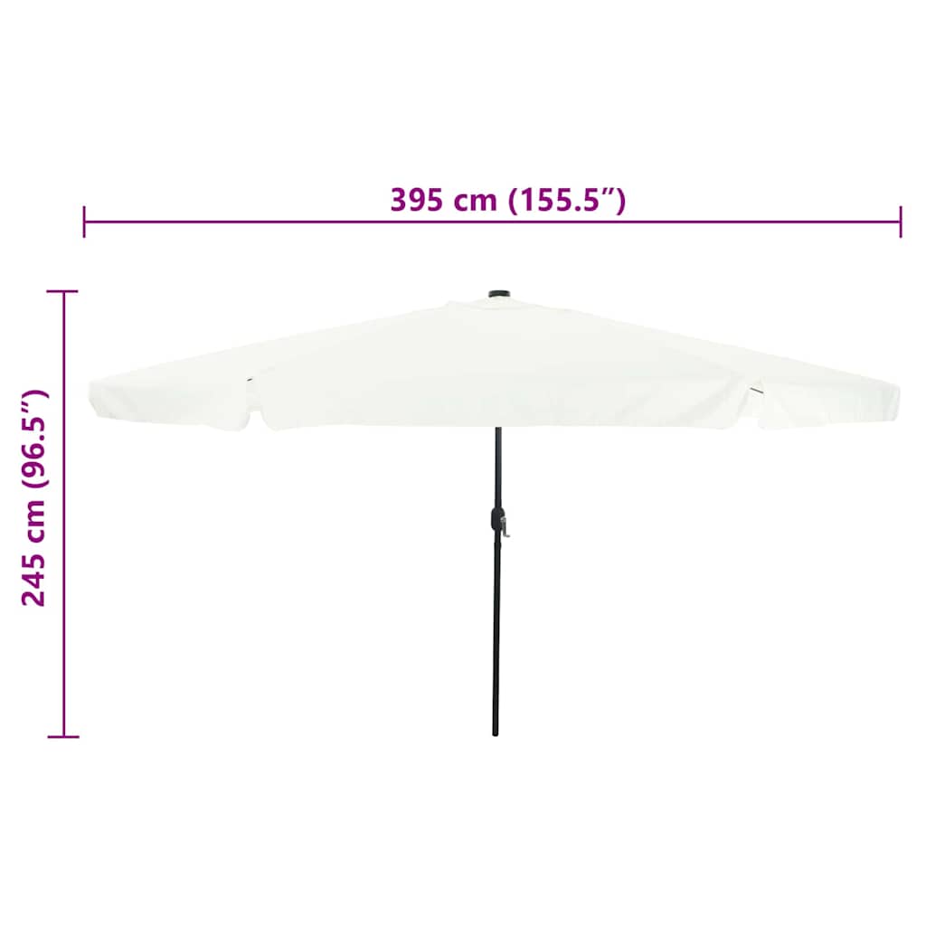 Garden Parasol White and Black 395 x 395 x 245 cm