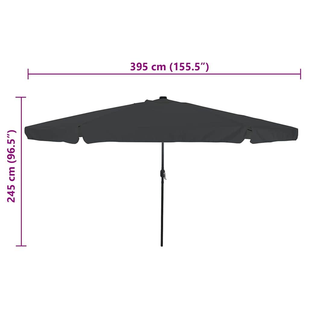 Garden Parasol Anthracite and Black 395 x 395 x 245 cm