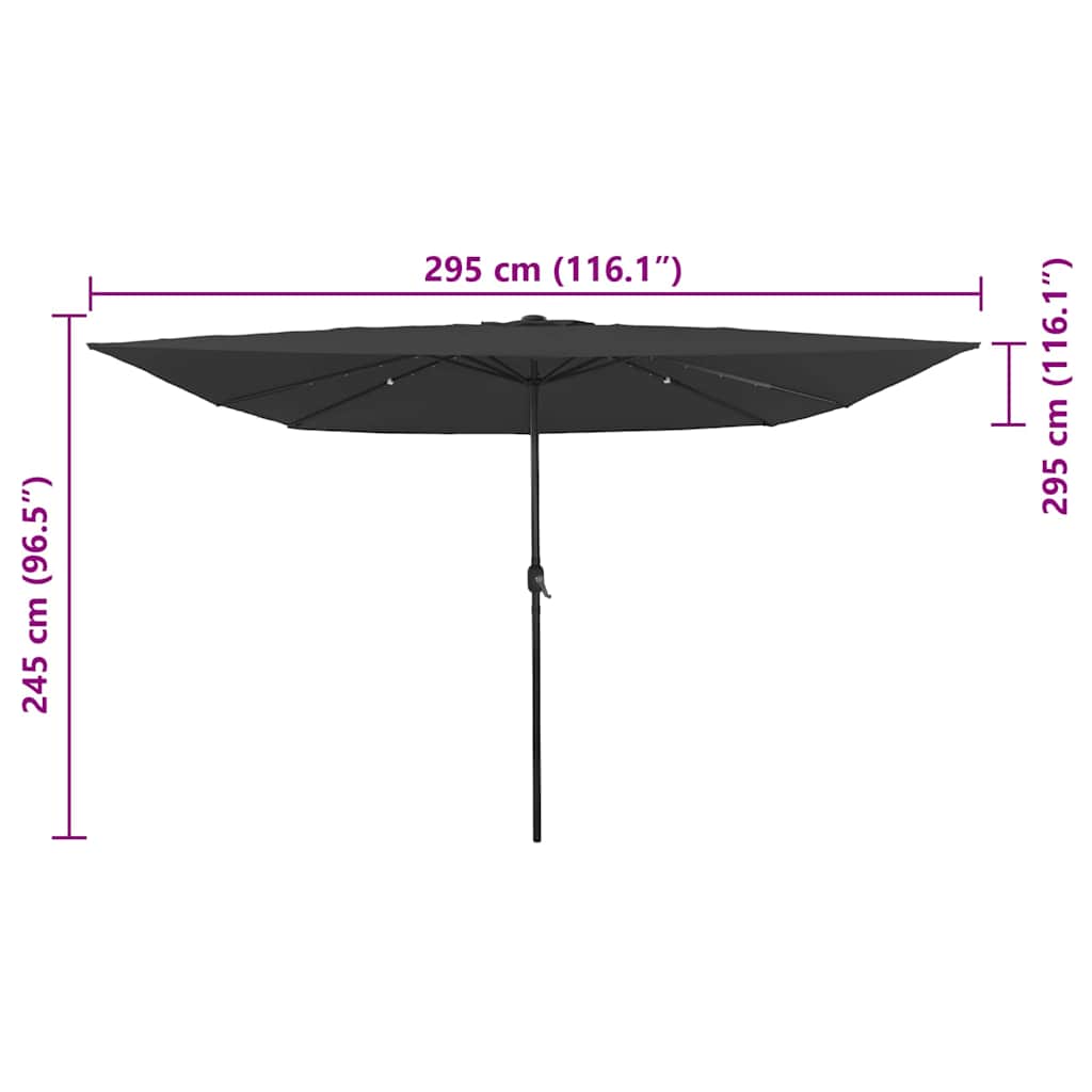 Garden Parasol Anthracite and Black 295 x 295 x 245 cm