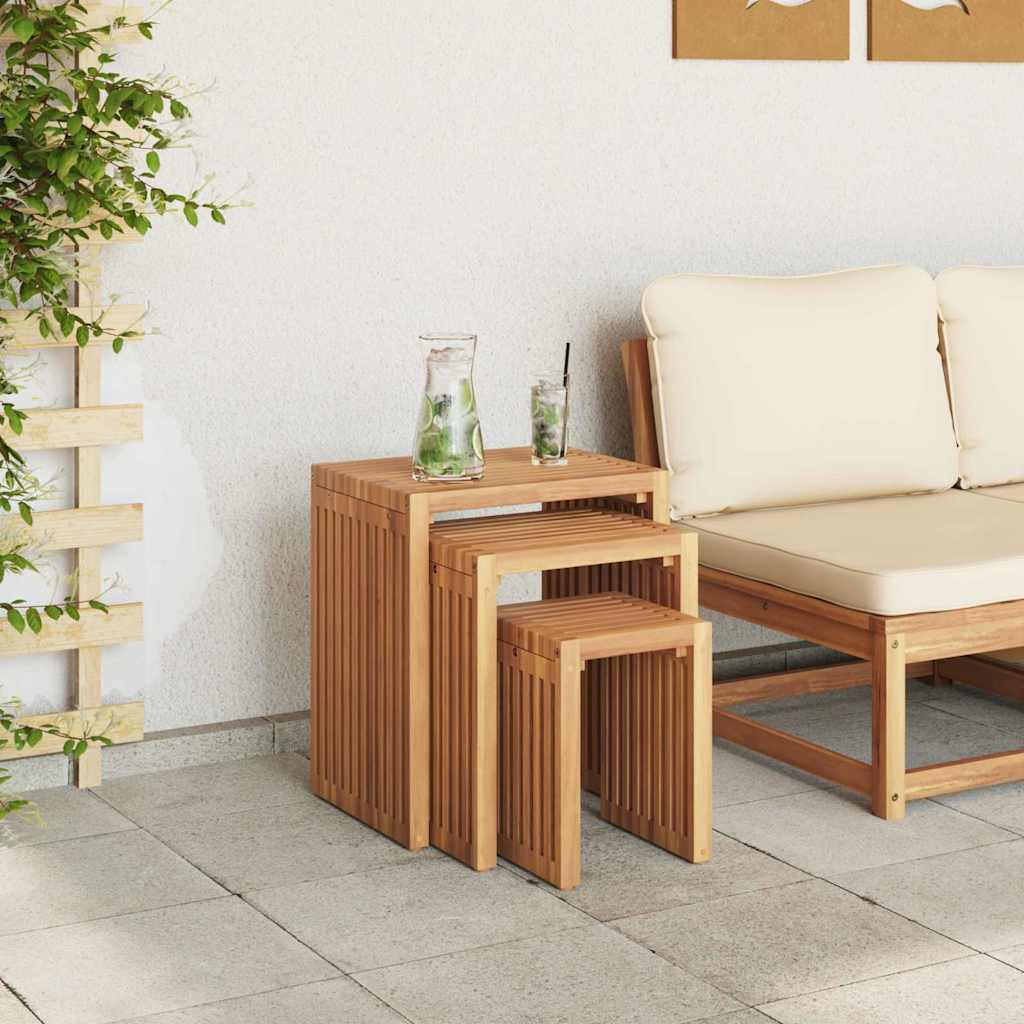 Nest of Side Tables Stackable 3 pcs Brown 33 x 44.5 x 51 cm