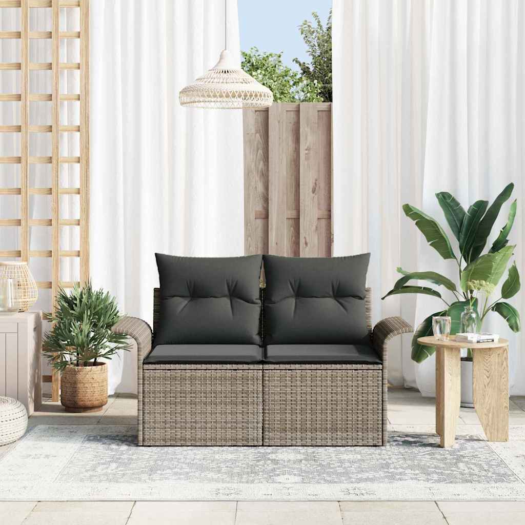 Garden Sofa with Cushion Grey 141 x 62 x 69 cm Poly Rattan