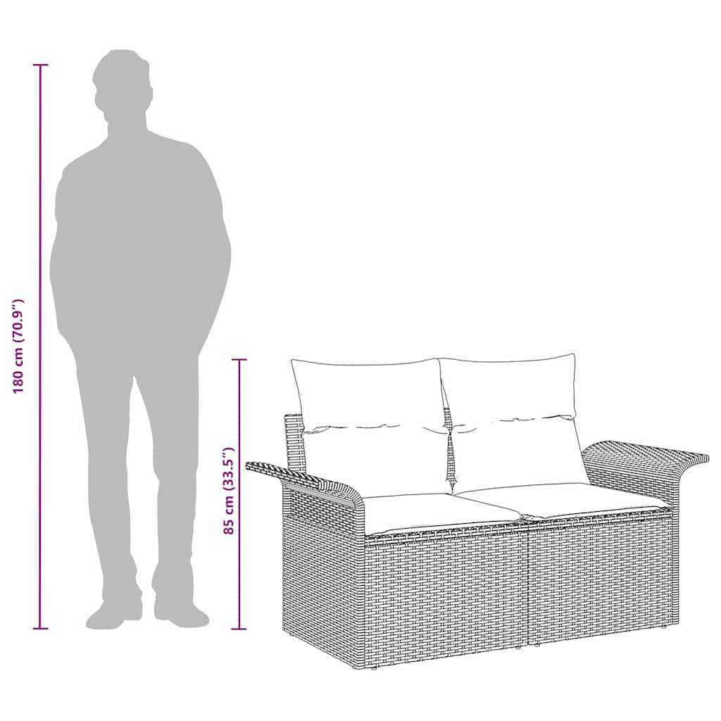 Garden Sofa with Cushion Beige 141 x 62 x 69 cm Poly Rattan