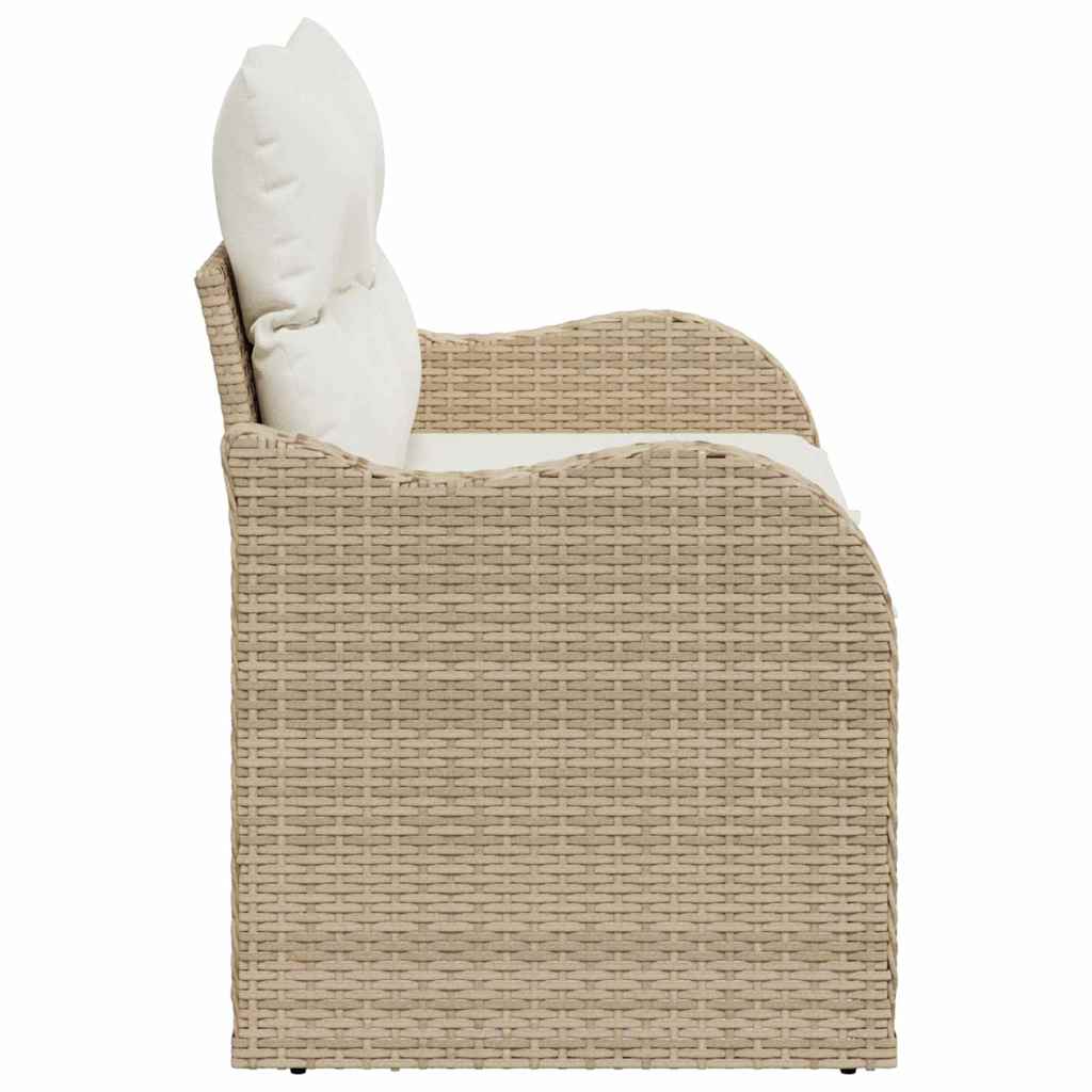 Garden Sofa with Cushion Beige 121 x 62 x 69cm Poly Rattan