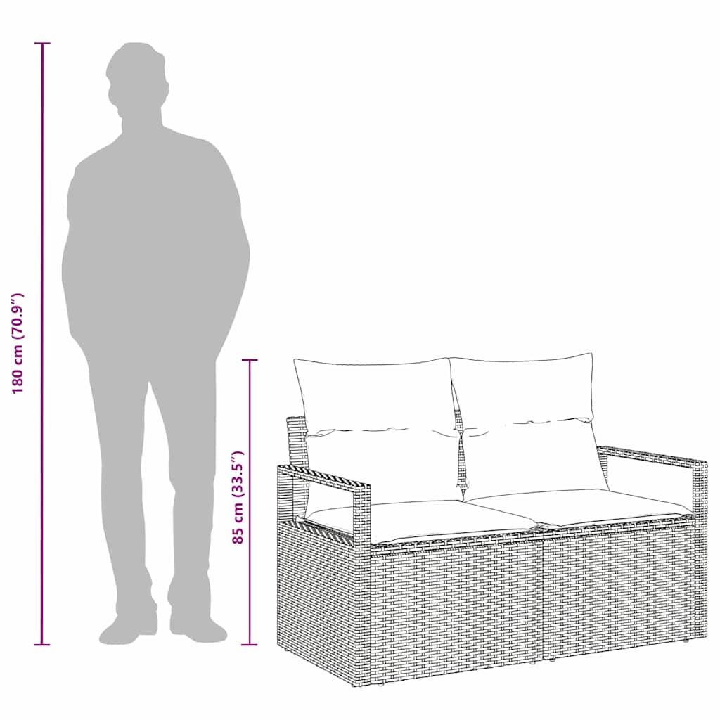 Garden Sofa Black 120 x 62 x 69cm Poly Rattan