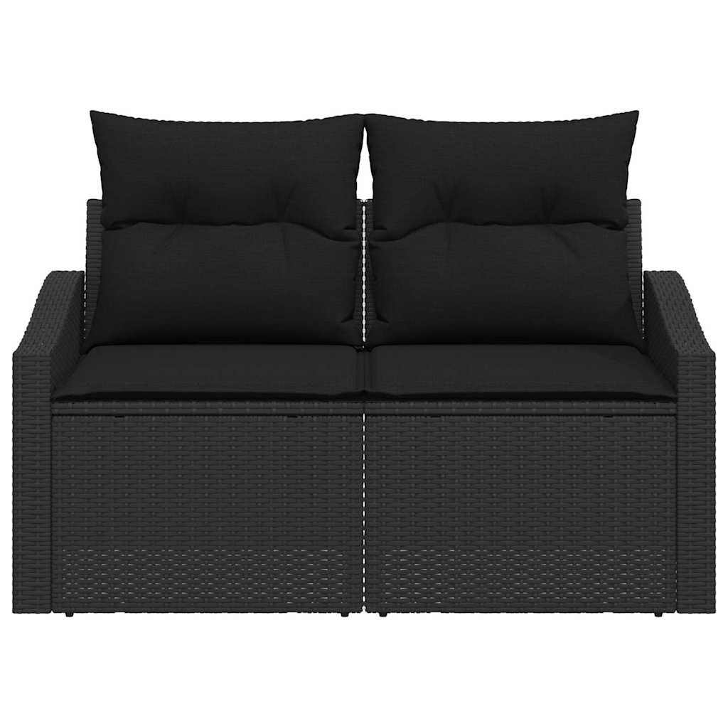 Garden Sofa with Cushion Black 123 x 62 x 69cm Poly Rattan