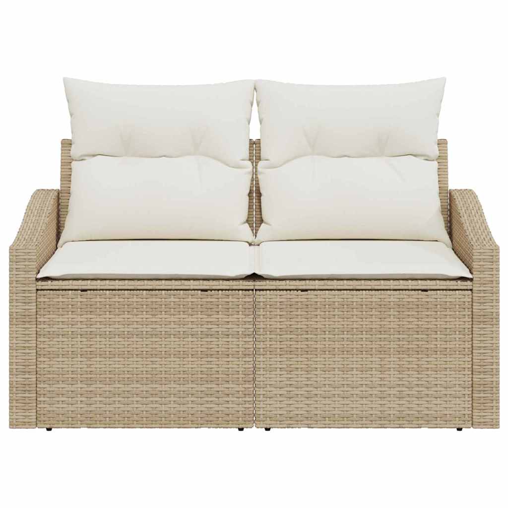 Garden Sofa with Cushion Beige 123 x 62 x 69cm Poly Rattan