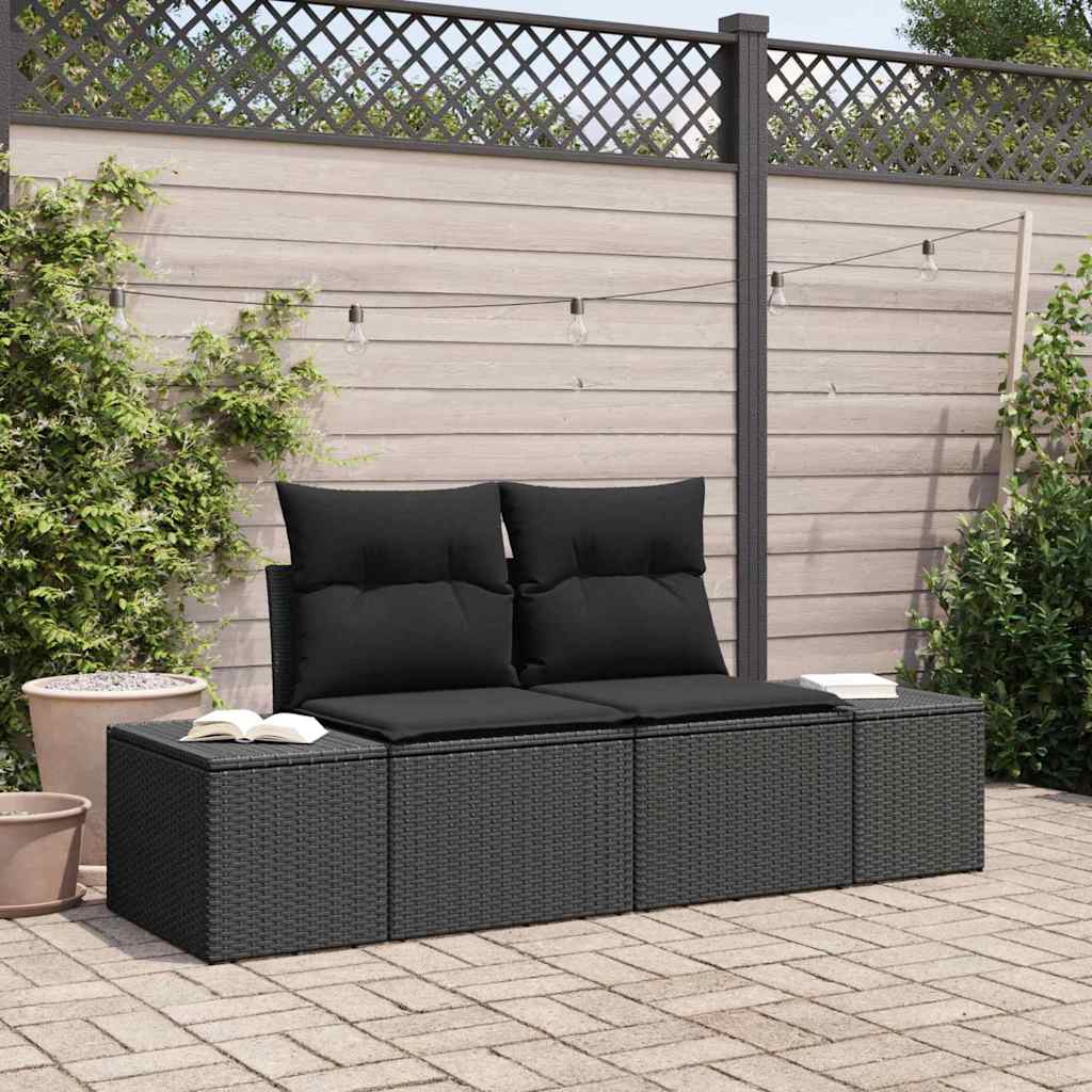 Garden Sofa Black 123 x 62 x 69cm Poly Rattan