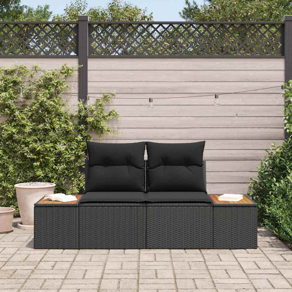Garden Sofa Black 184 x 62 x 85cm Poly Rattan