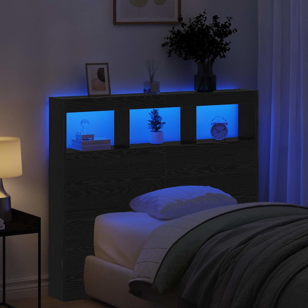 Headboard Black Oak 120 x 17 x 102 cm Engineered Wood