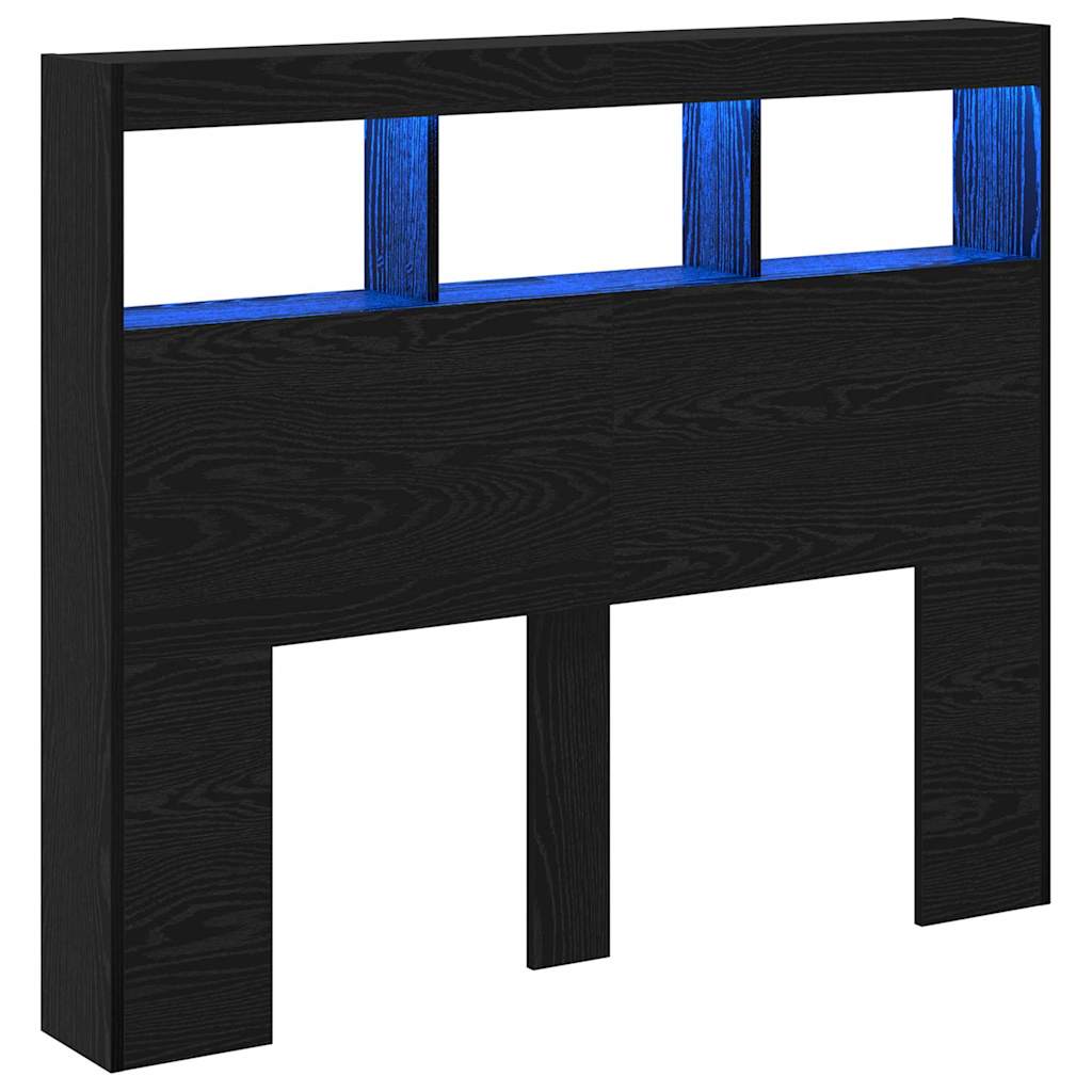 Headboard Black Oak 120 x 17 x 102 cm Engineered Wood