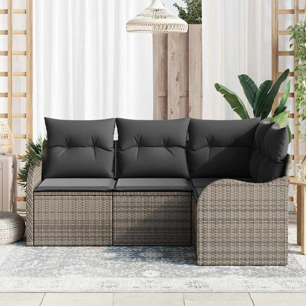 Garden Sofa Set 4 pcs Grey Poly Rattan