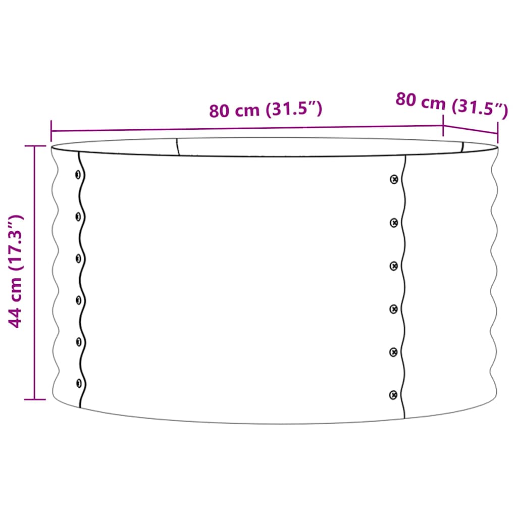 Garden Raised Bed Brown 80 x 80 x 44 cm Steel