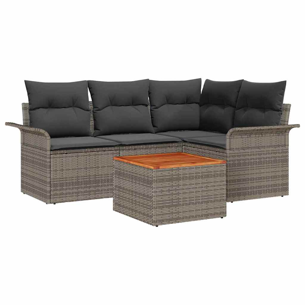Garden Sofa Set 5 pcs Grey Poly rattan