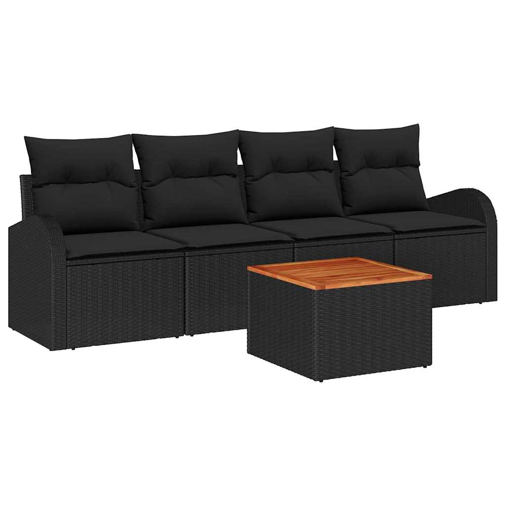 Garden Sofa Set 5 pcs Black Poly rattan