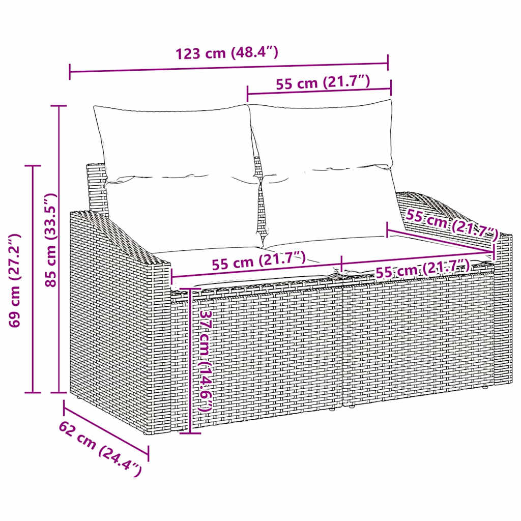 Garden Sofa Set with Cushion 5 pcs Grey Poly rattan