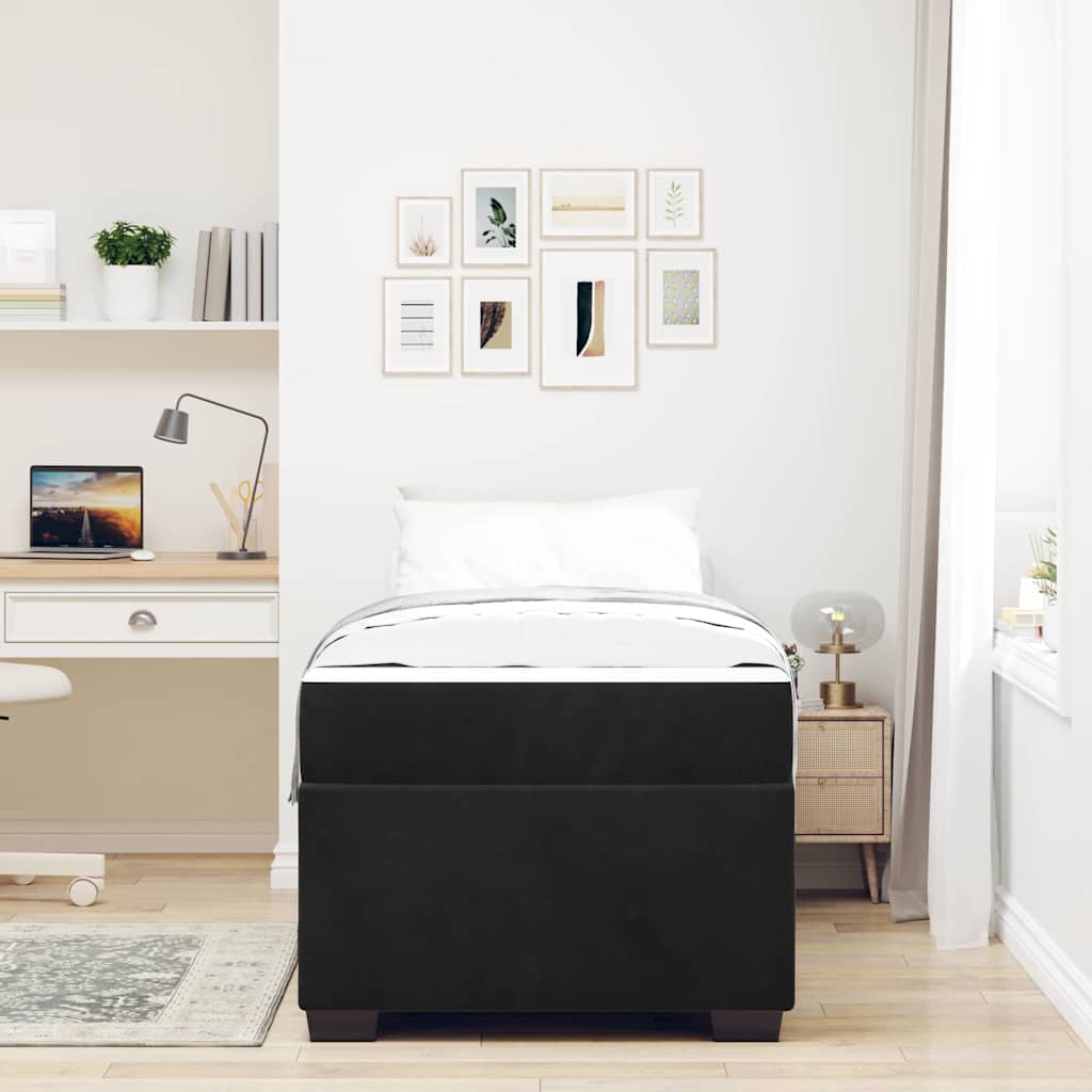 Bed Frame with Mattress with Mattress Black 90 x 190 cm Velvet