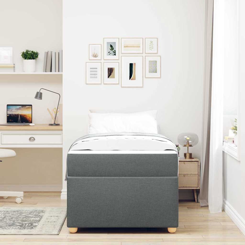 Bed Frame with Mattress Dark grey 90 x 190 cm Fabric