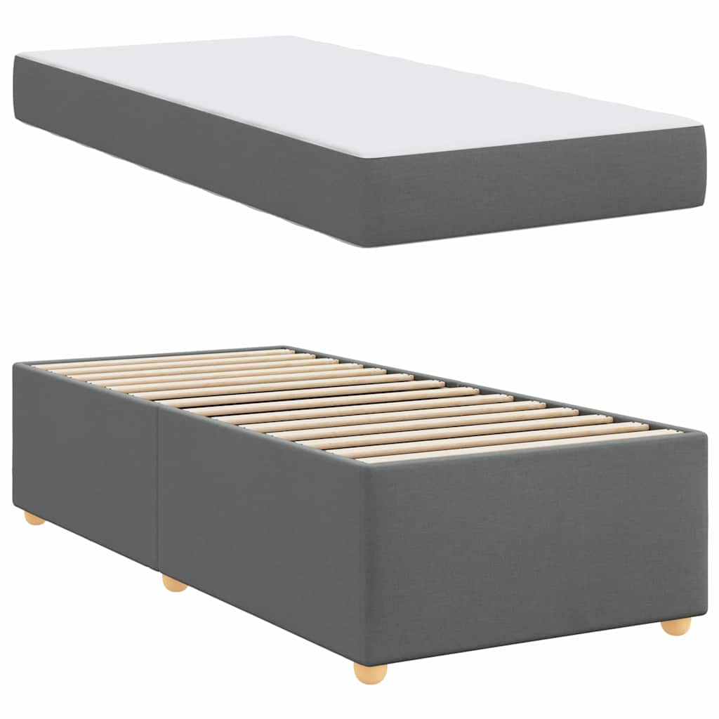 Bed Frame with Mattress Dark grey 90 x 190 cm Fabric