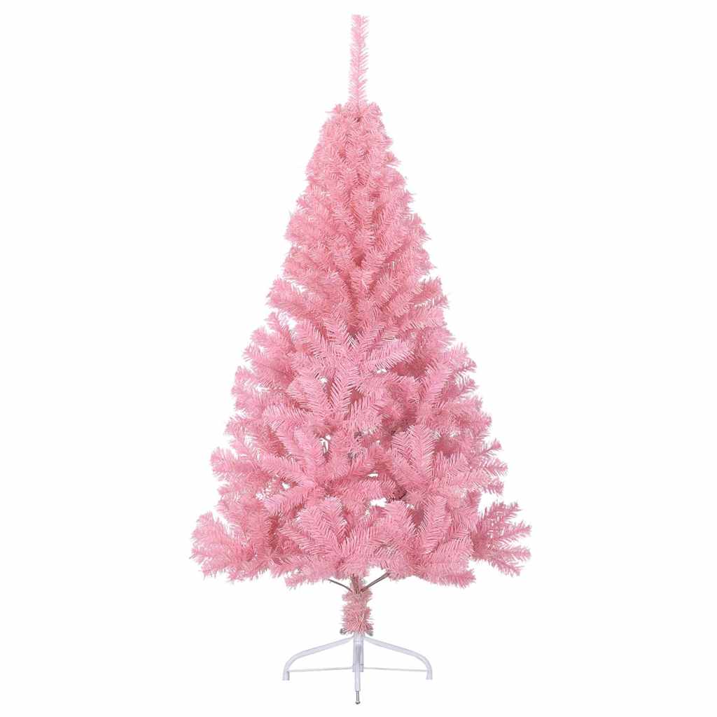 Artificial Pre-lit Christmas Tree with 300 LEDs Pink 180 cm PVC
