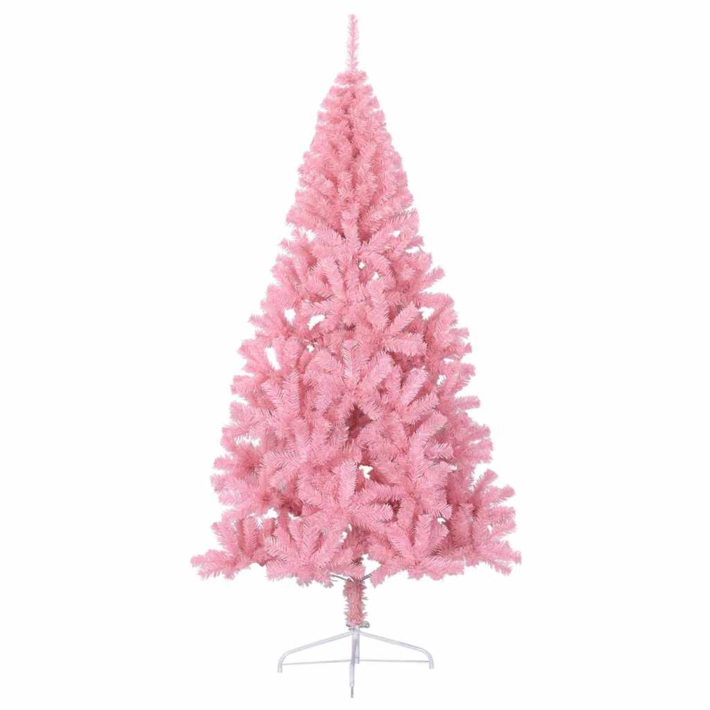 Artificial Pre-lit Christmas Tree with 300 LEDs Pink 240 cm PVC