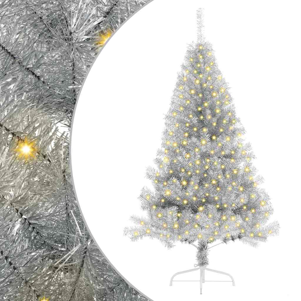 Artificial Pre-lit Christmas Tree Silver 180 cm PET