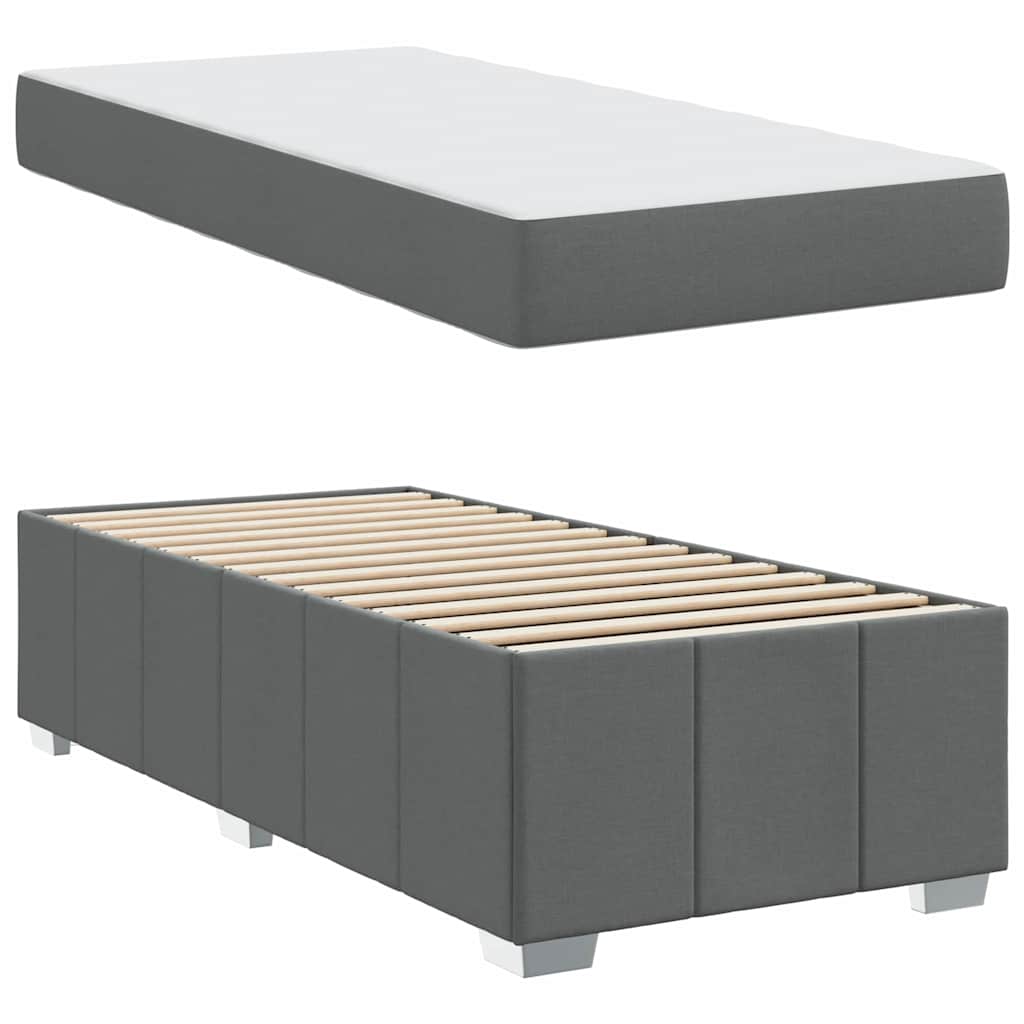 Bed Frame with Mattress Dark grey 90 x 190 cm Fabric