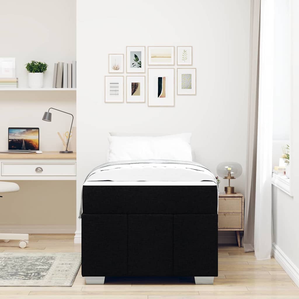 Bed Frame with Mattress Black 90 x 190 cm Fabric