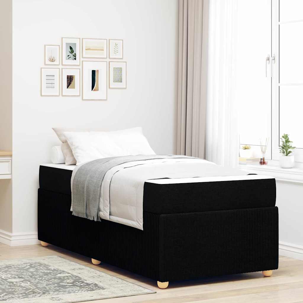 Bed Frame with Mattress with Mattress Black 90 x 190 cm Fabric