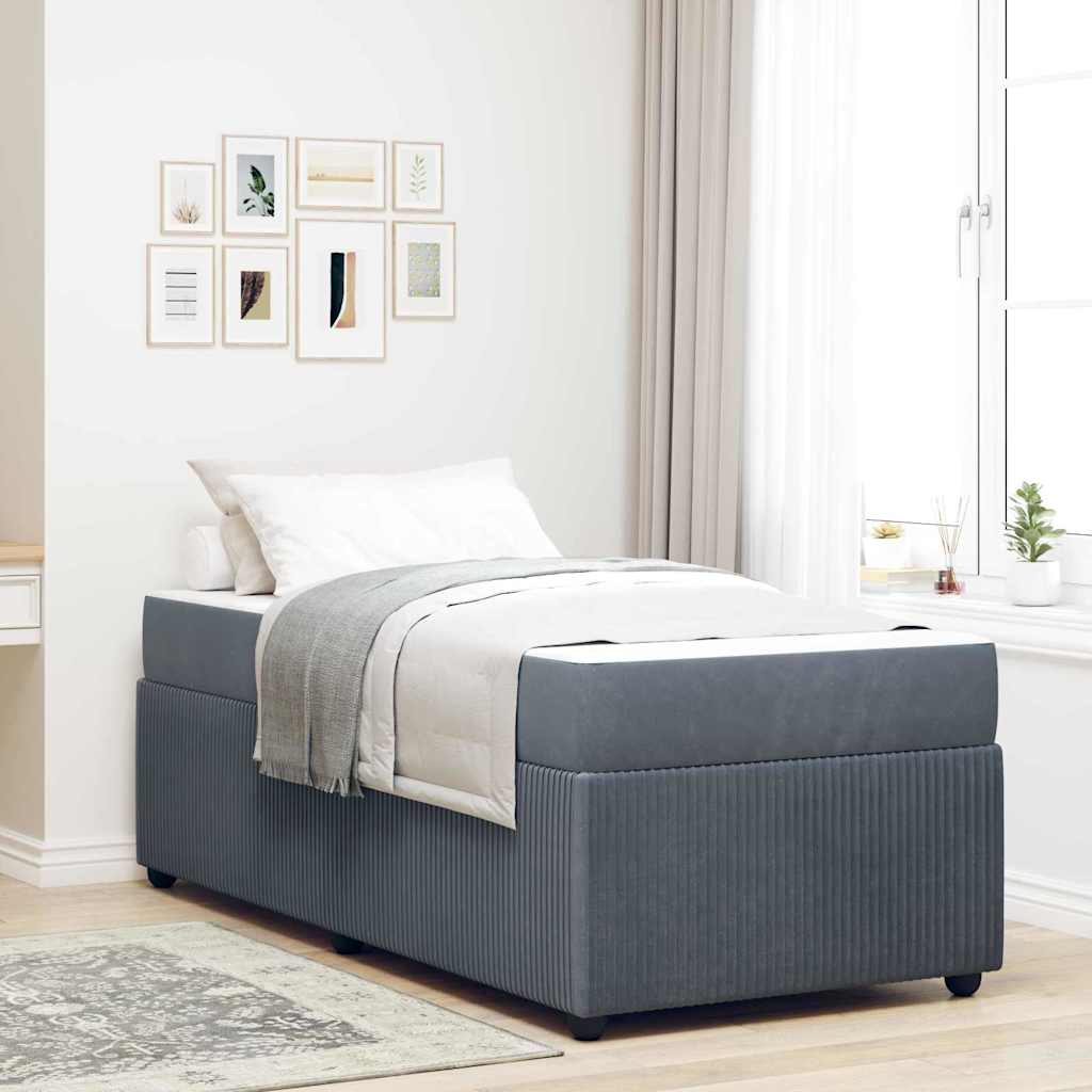 Bed Frame with Mattress Dark grey 90 x 190 cm Velvet