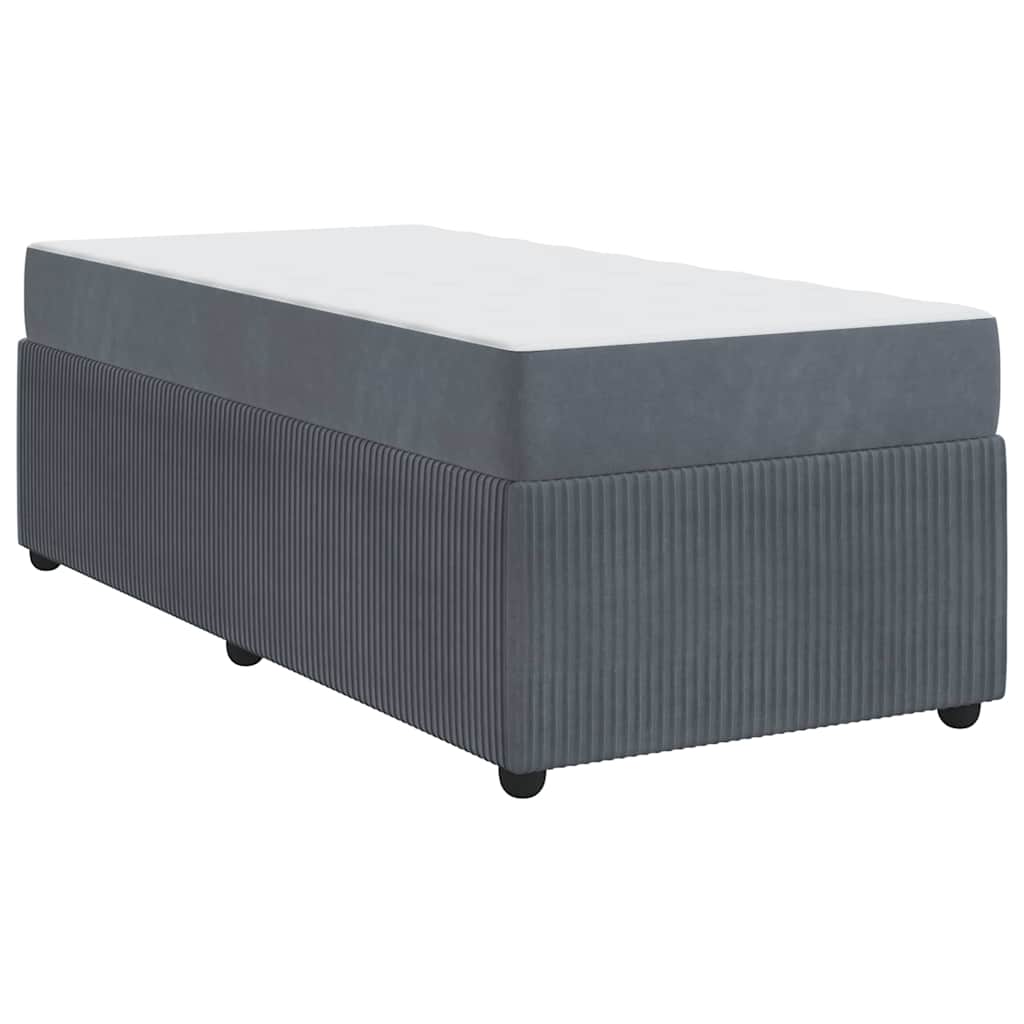 Bed Frame with Mattress Dark grey 90 x 190 cm Velvet