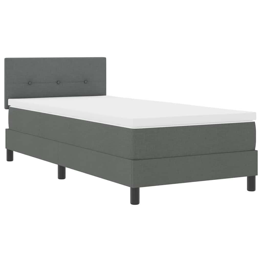 Box Spring Bed Dark Grey and White 107 x 203 cm Fabric