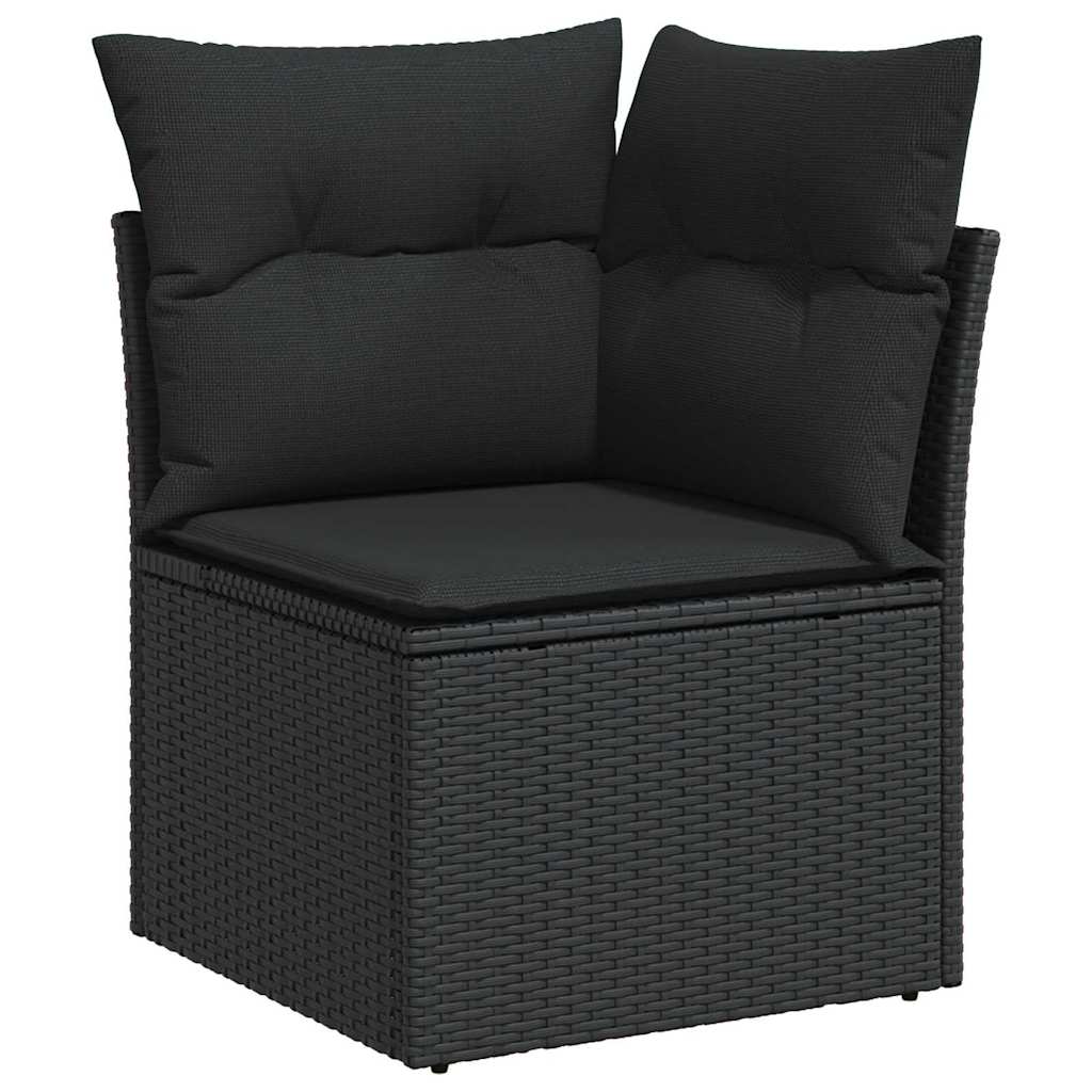 Garden Sofa Set with Storage 4 pcs Black Poly Rattan