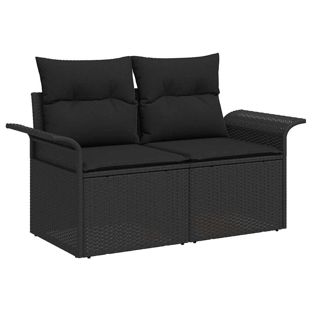 Garden Sofa Set with Storage 4 pcs Black Poly Rattan