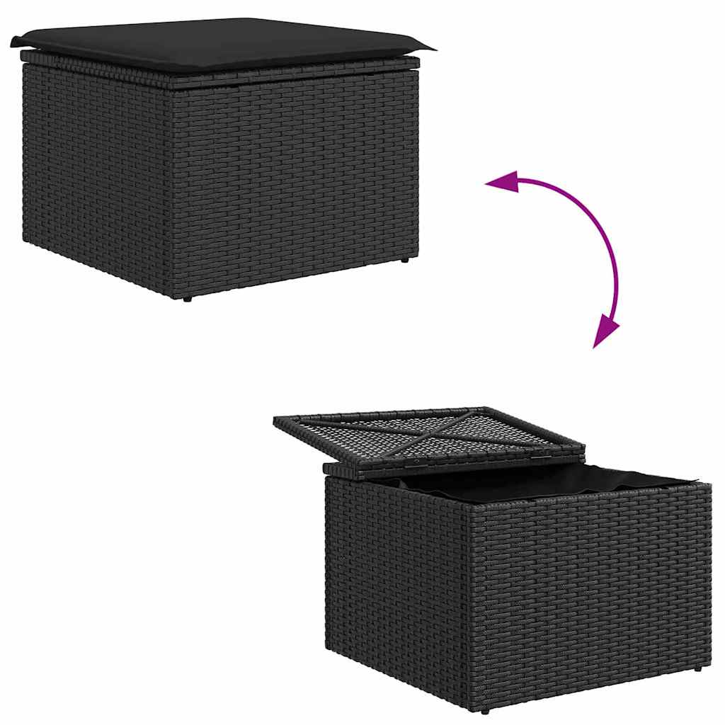 Garden Sofa Set with Storage 4 pcs Black Poly Rattan