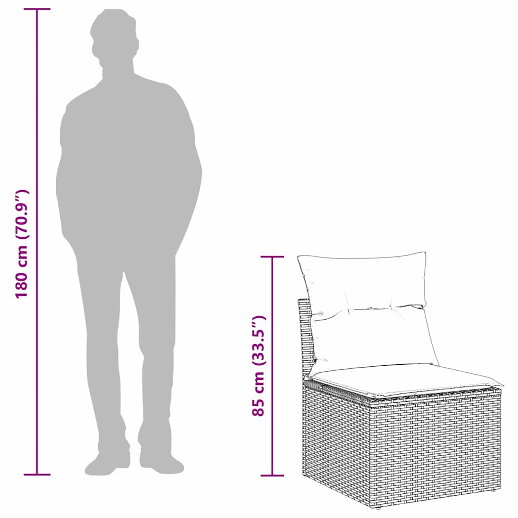 Garden Sofa Set with Cushion 3 pcs Black Poly rattan