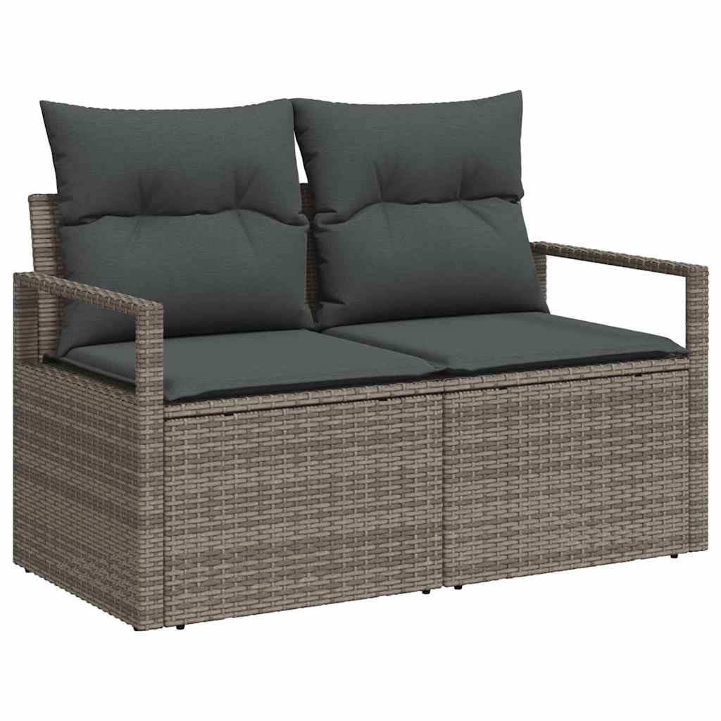 Garden Sofa Set 3 pcs Grey Poly Rattan and Powder-Coated Steel