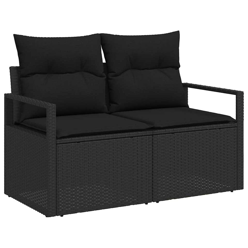 Garden Sofa Set 3 pcs Black Poly Rattan and Powder-Coated Steel