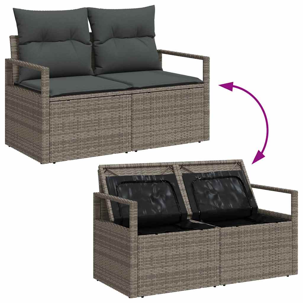 Garden Sofa Set 4 pcs Grey Poly Rattan and Powder-Coated Steel